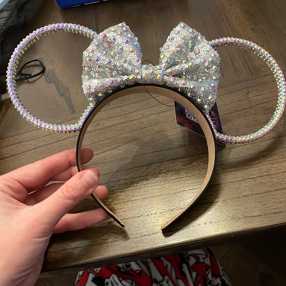 Mickey ears with irides rhinestones and bow NWT - Picture 1 of 2